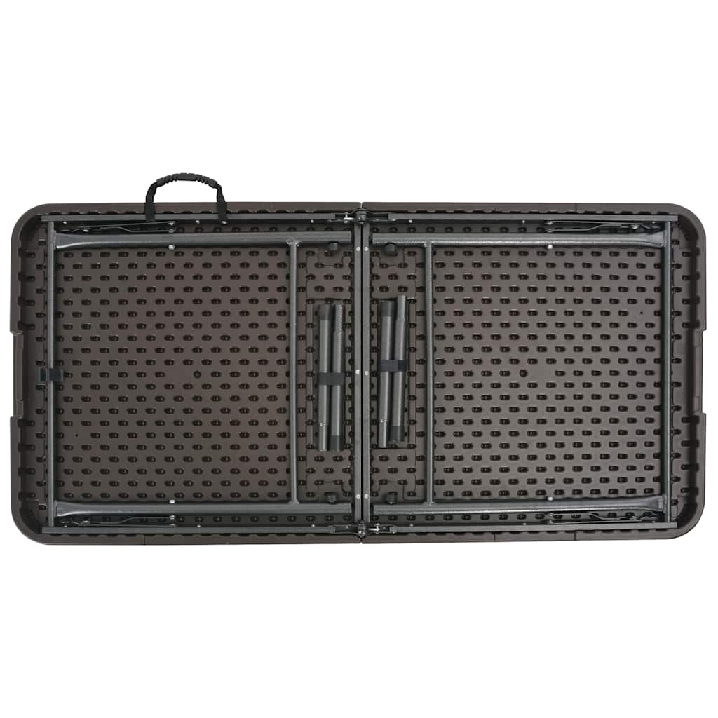 Barna rattan hatású HDPE összecsukható kerti asztal 120x60x74cm 4