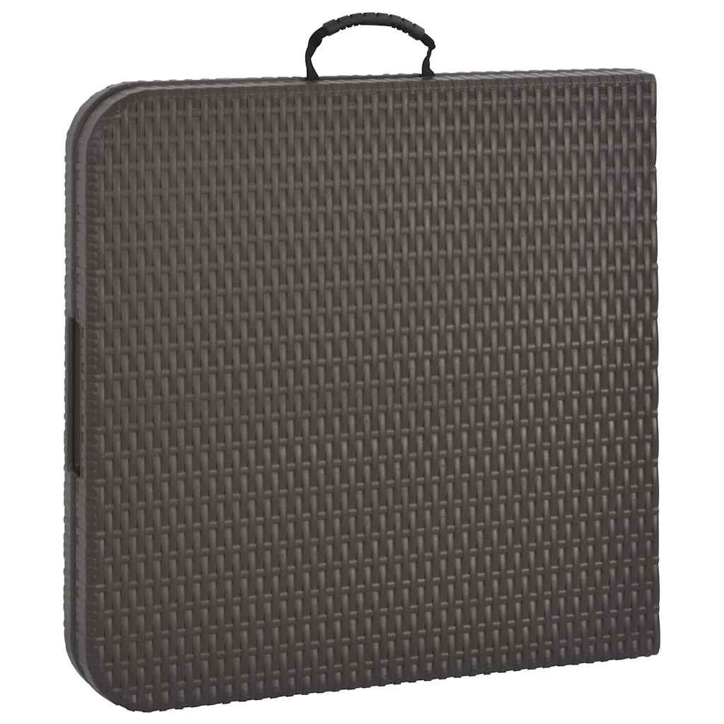 Barna rattan hatású HDPE összecsukható kerti asztal 120x60x74cm 5