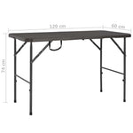 Barna rattan hatású HDPE összecsukható kerti asztal 120x60x74cm 6