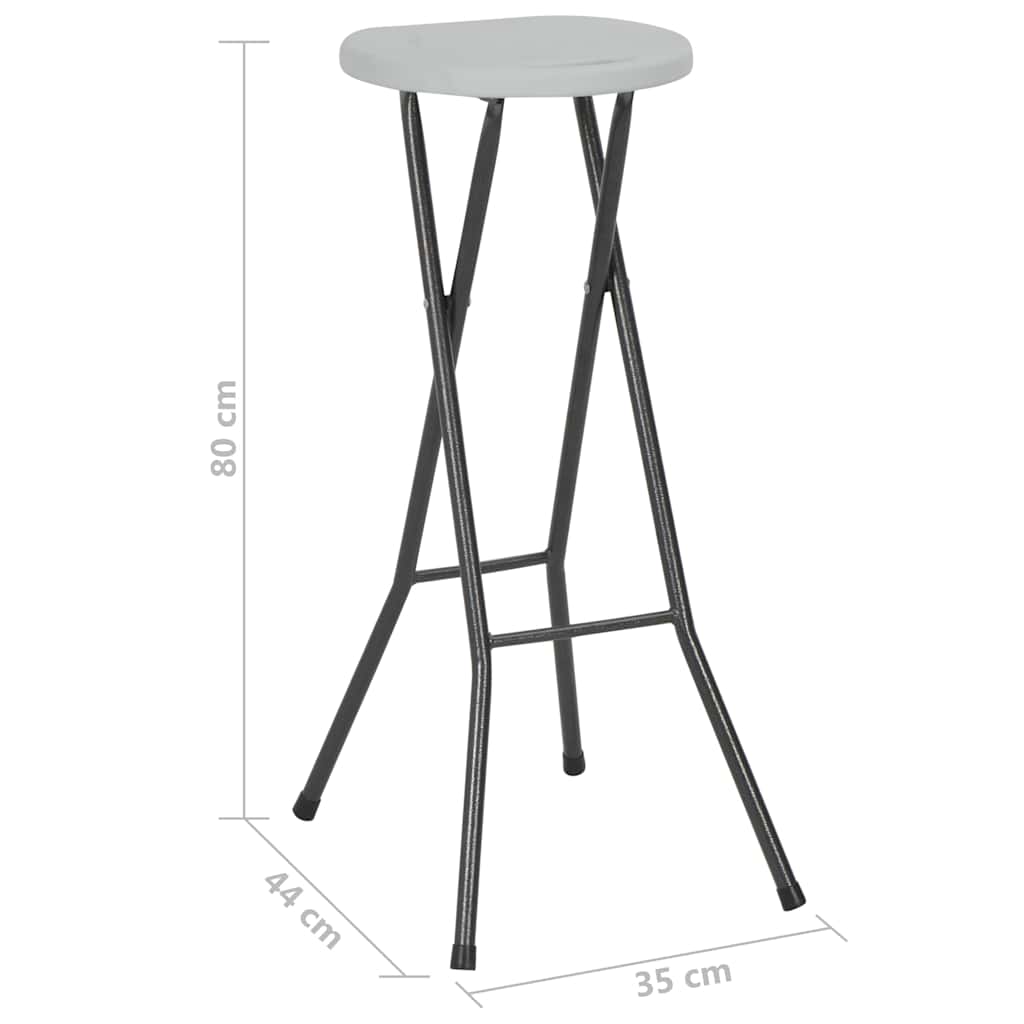 2 db fehér összecsukható HDPE és acél bárszék 8
