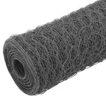 Szürke PVC-bevonatú acél csirkeháló drótkerítés 25 x 0,5 m 2