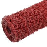 Piros PVC-bevonatú acél csirkeháló drótkerítés 25 x 1 m 2