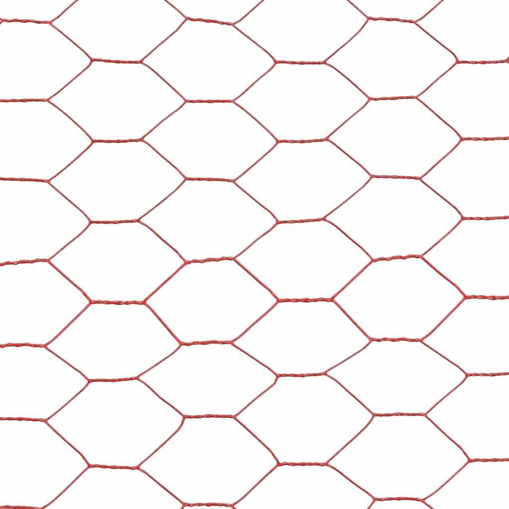 Piros PVC-bevonatú acél csirkeháló drótkerítés 25 x 1 m 4