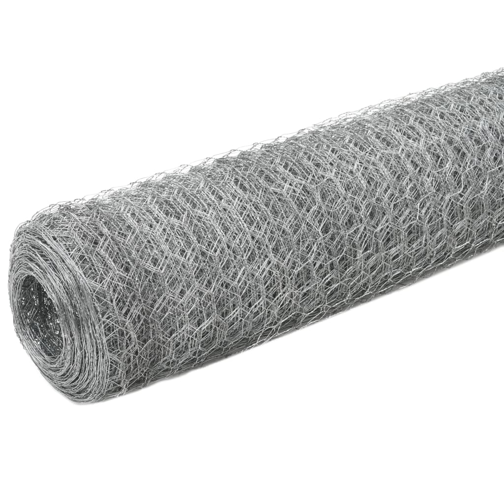 Ezüst horganyzott acél csirkeháló drótkerítés 25 x 1,2 m 2