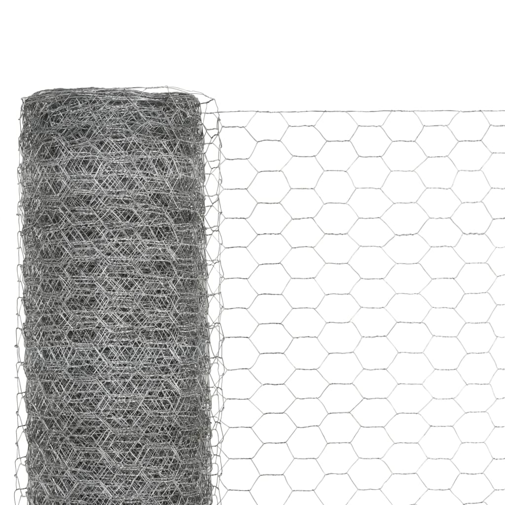 Ezüst horganyzott acél csirkeháló drótkerítés 25 x 1,2 m 3