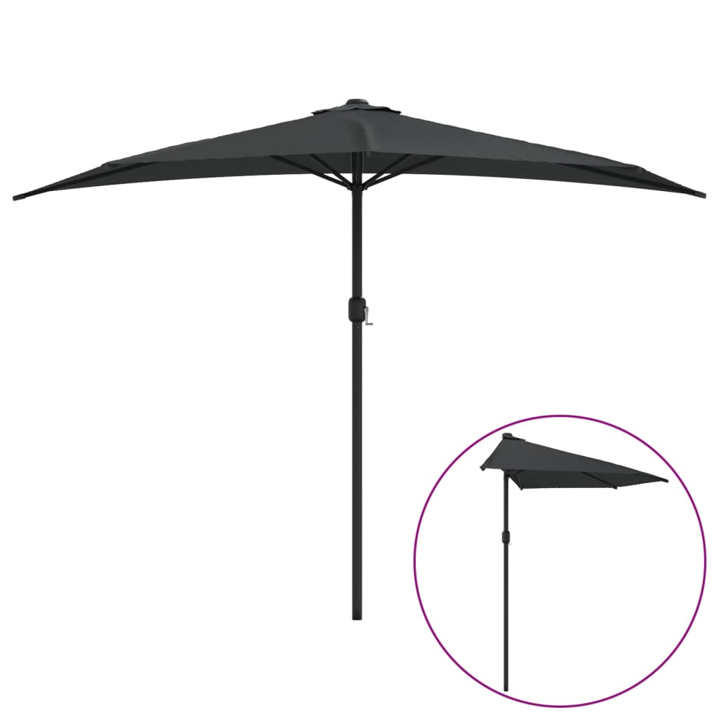 Antracit féloldalas erkély napernyő alumíniumrúddal 300x155 cm 2