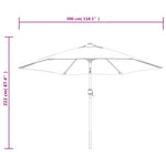 Antracitszürke kültéri napernyő fémrúddal, 300 cm átmérőjű 8