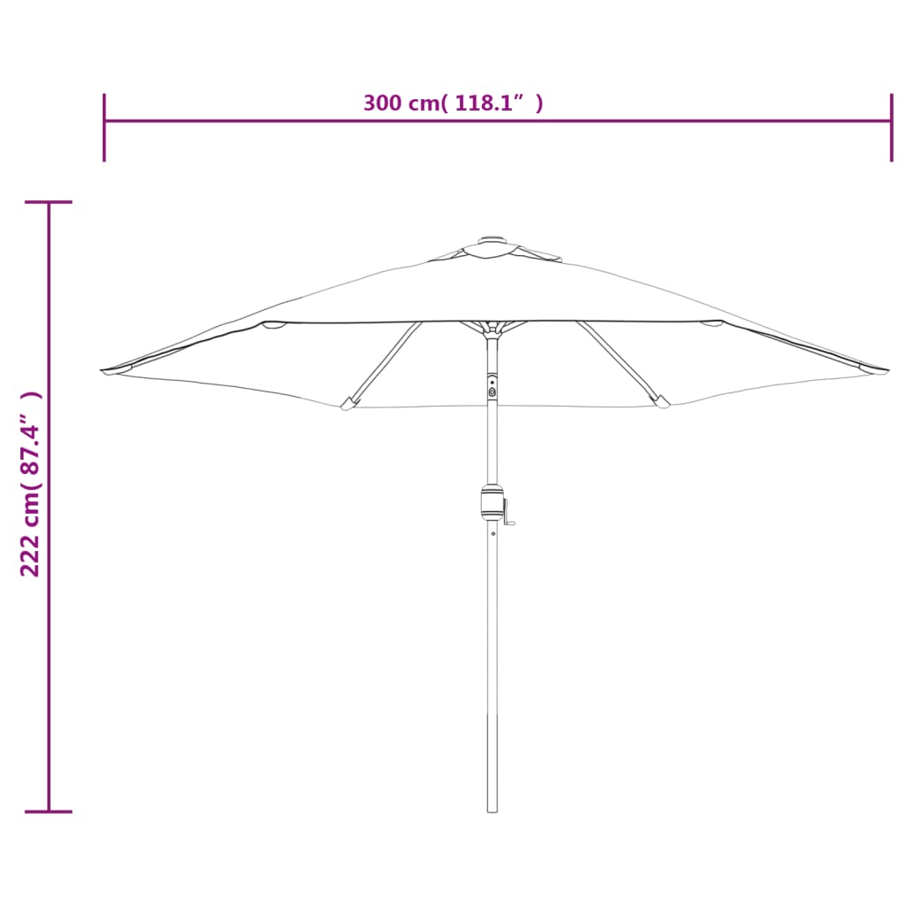 Antracitszürke kültéri napernyő fémrúddal, 300 cm átmérőjű 8