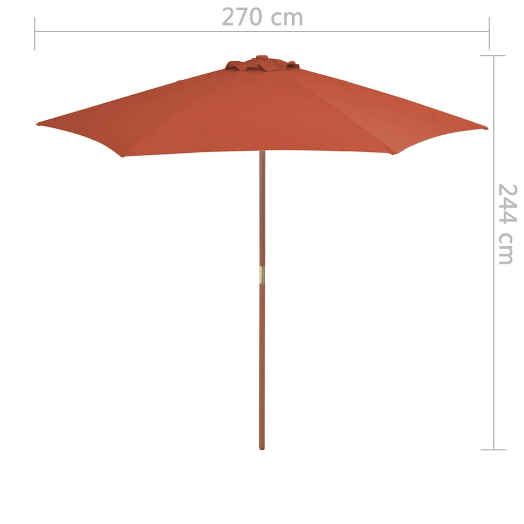 Terrakotta kültéri napernyő farúddal 270 cm 6