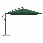 Zöld konzolos kerti napernyő LED-del és fémrúddal 350 cm 2