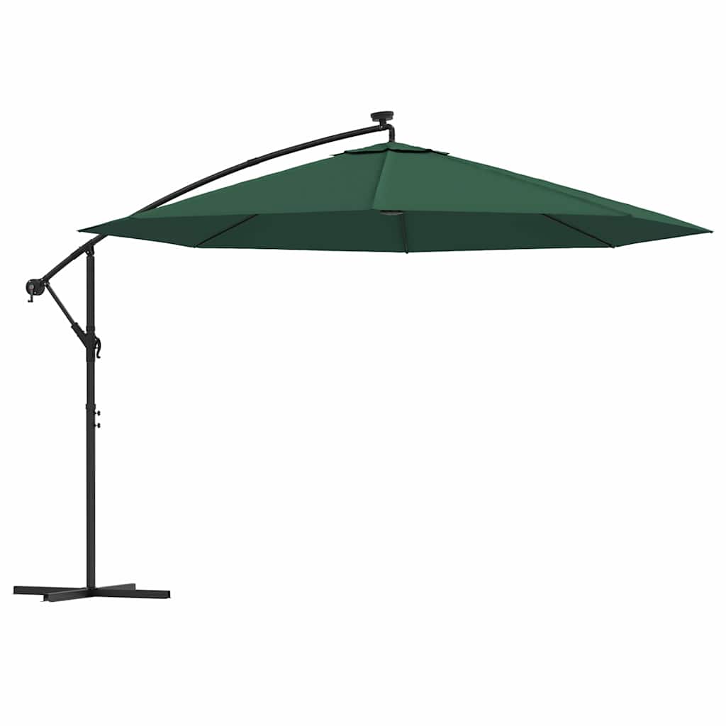 Zöld konzolos kerti napernyő LED-del és fémrúddal 350 cm 2