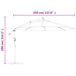 Zöld konzolos kerti napernyő LED-del és fémrúddal 350 cm 12