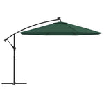 Zöld konzolos kerti napernyő LED-del és fémrúddal 350 cm 4