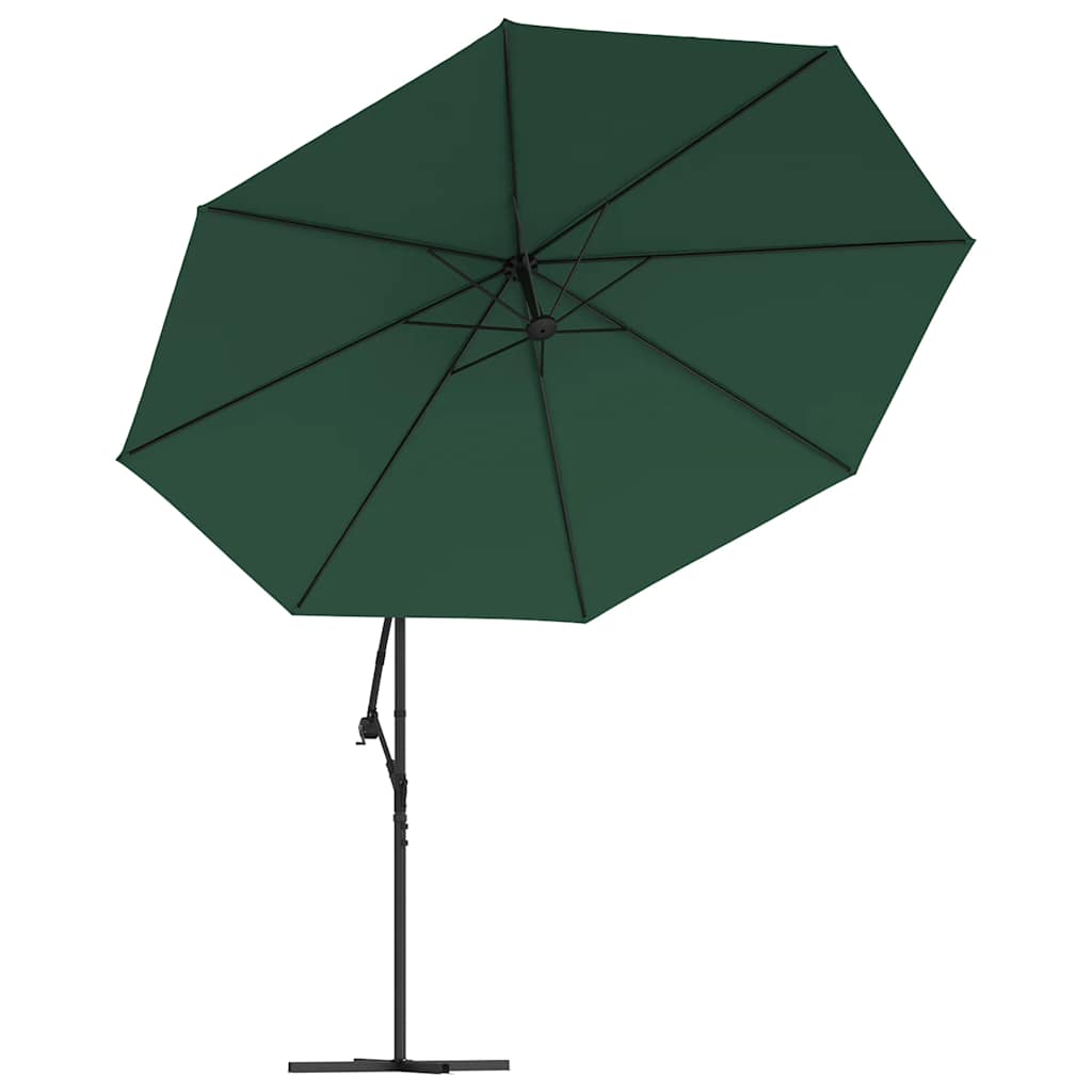 Zöld konzolos kerti napernyő LED-del és fémrúddal 350 cm 5