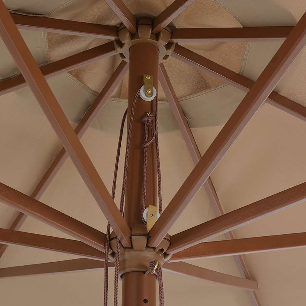 Tópszínű kültéri napernyő farúddal 350 cm 5