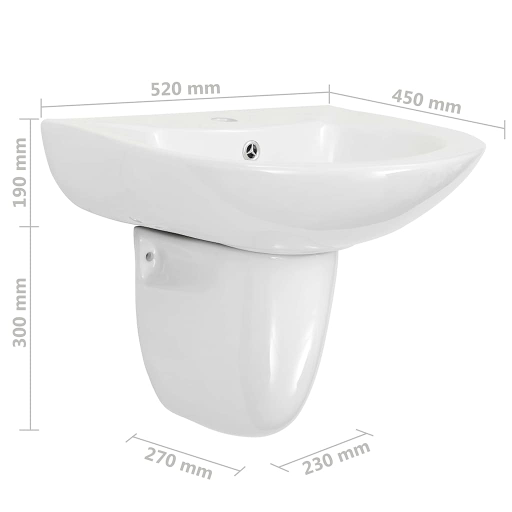 vidaXL Mosdó Fehér 52 x 45 x 49 cm Zöldített Cserép (6)