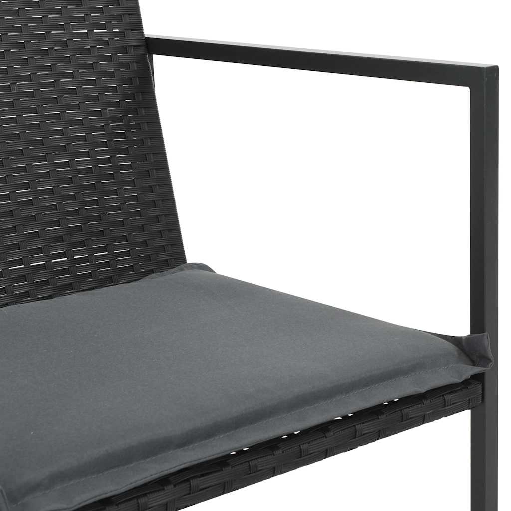 7-részes fekete polyrattan kültéri étkezőszett párnákkal 4