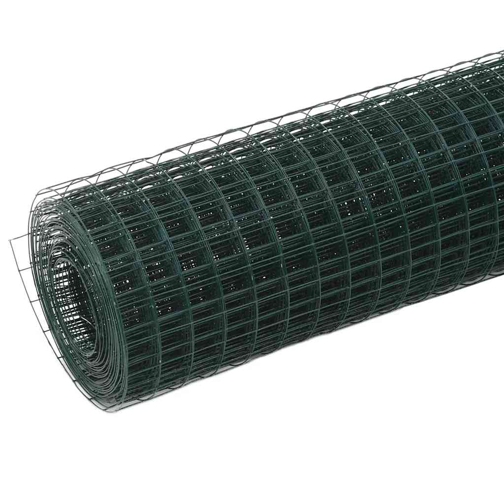Zöld PVC-bevonatú acél csirkeháló drótkerítés 10 x 0,5 m 2