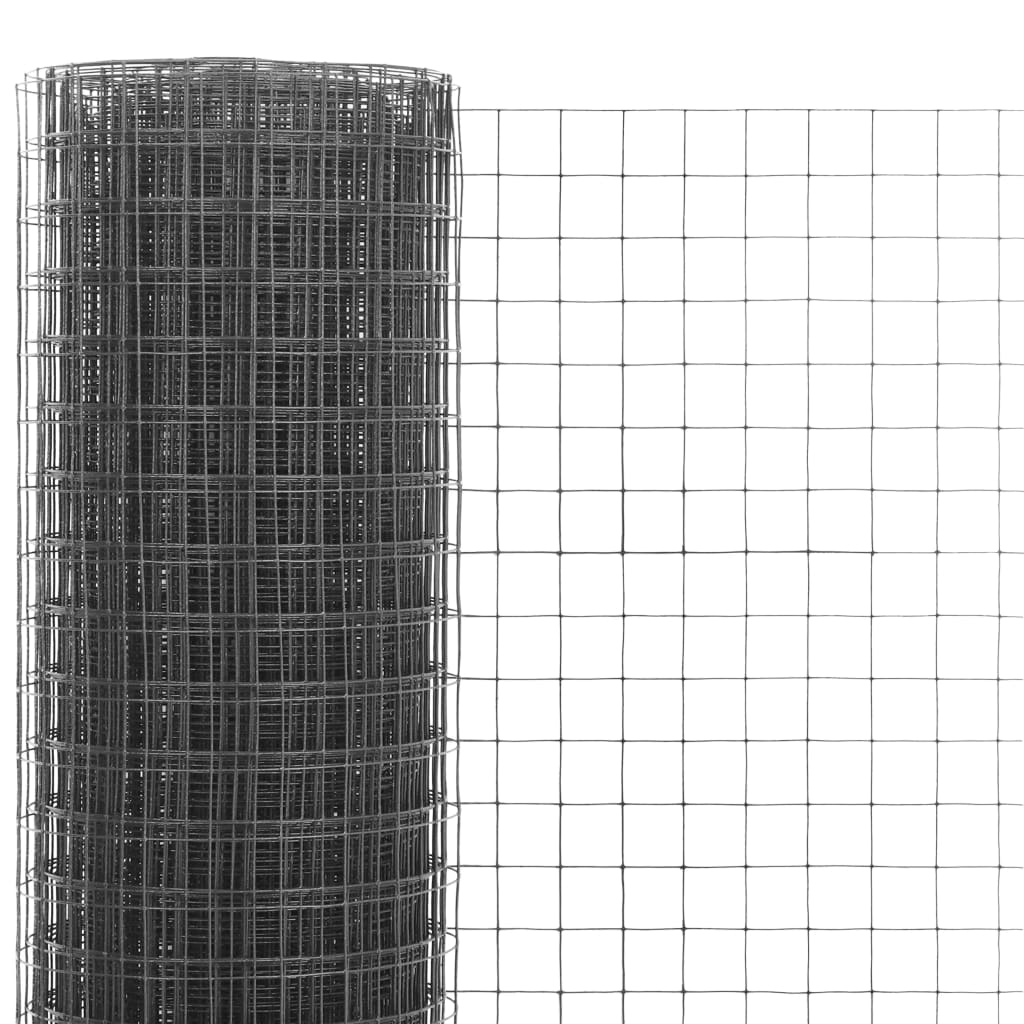 Szürke PVC-bevonatú acél csirkeháló drótkerítés 25 x 0,5 m 3