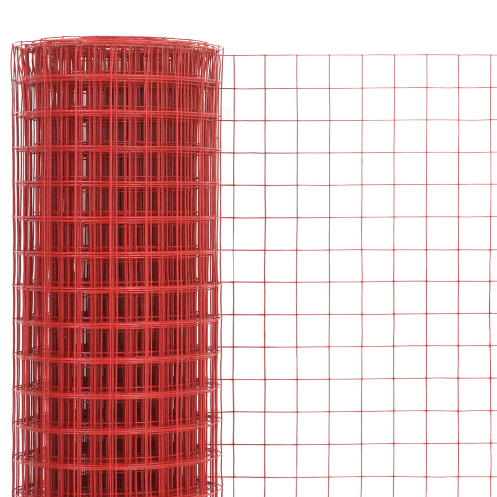 Piros PVC-bevonatú acél csirkeháló drótkerítés 10 x 1,5 m 3