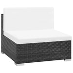 7-részes fekete polyrattan kerti bútorszett párnákkal 5