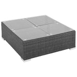 7-részes fekete polyrattan kerti bútorszett párnákkal 6