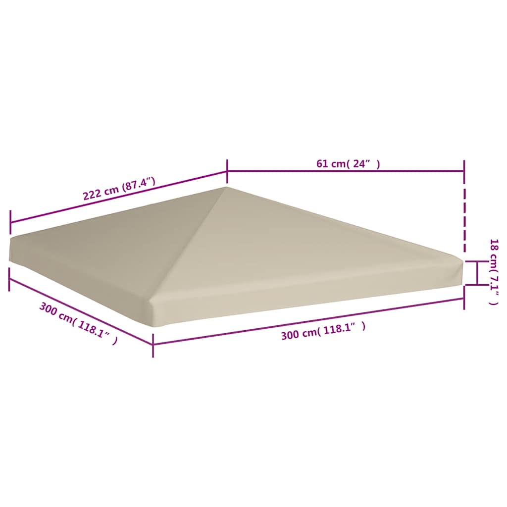 Bézs pavilon tetőponyva 310 g/m² 3 x 3 m 6
