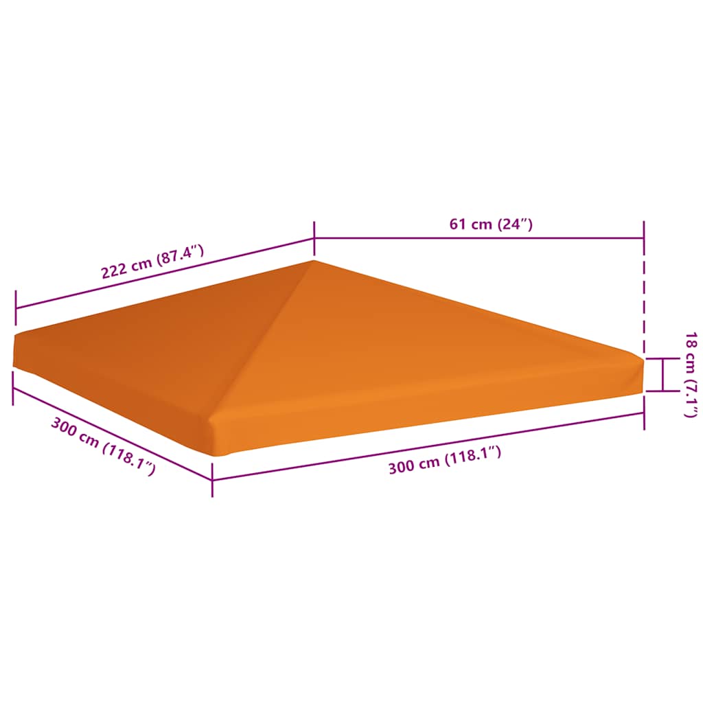 Narancssárga pavilon tetőponyva 310 g/m², 3 x 3 m 6