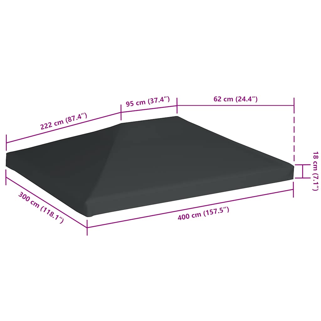 Szürke pavilon tetőponyva 310 g/m², 4 x 3 m 6