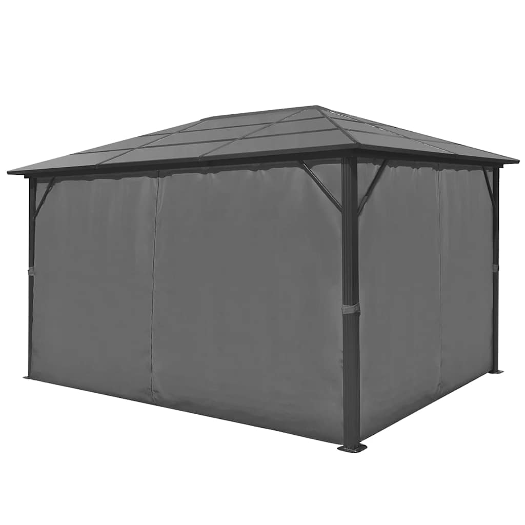 Alumínium kerti pavilon antracitszürke függönnyel 400 x 300 cm 4