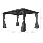 Alumínium kerti pavilon antracitszürke függönnyel 400 x 300 cm 5