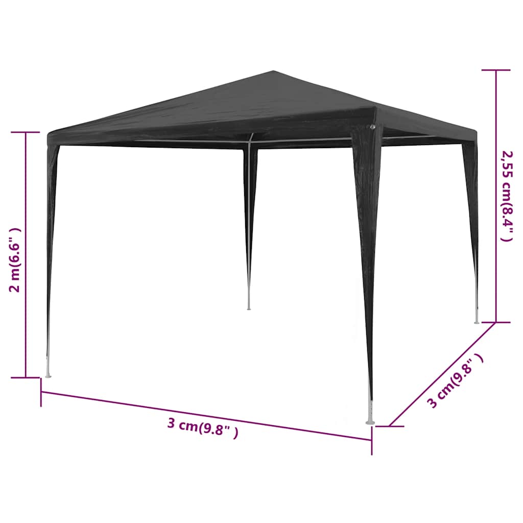 Antracitszürke PE rendezvénysátor 3 x 3 m 6