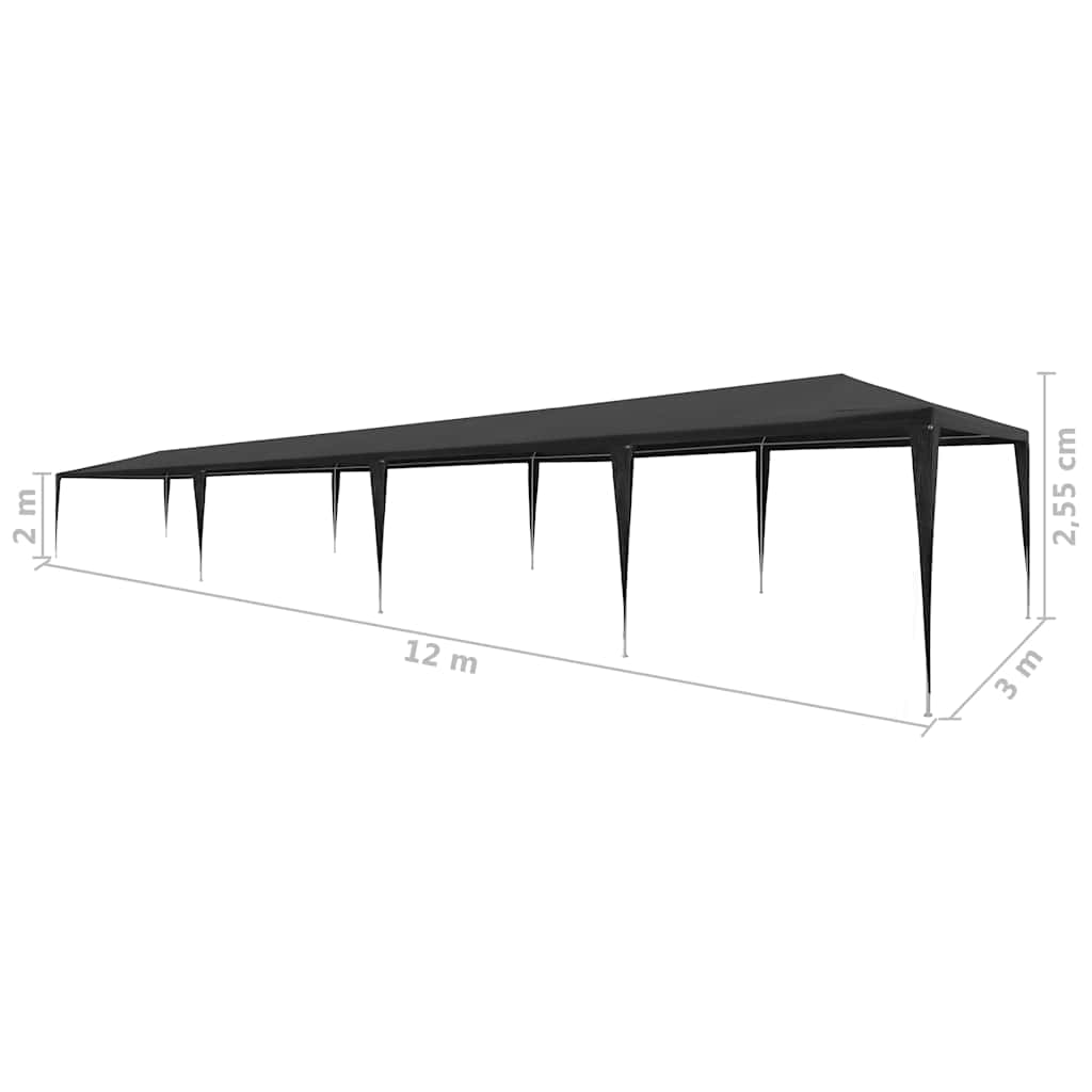 Antracitszürke PE rendezvénysátor 3 x 12 m 6