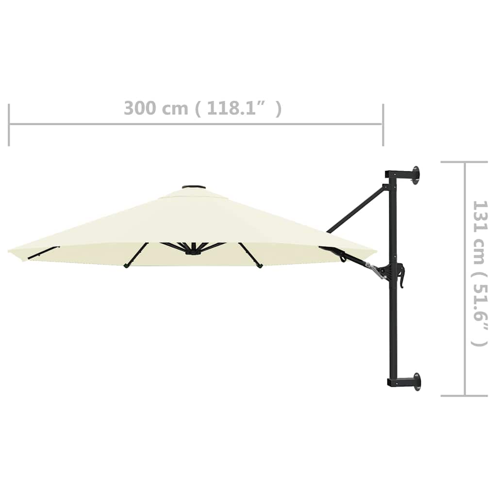 Homokszínű falra szerelhető napernyő fémrúddal 300 cm 8