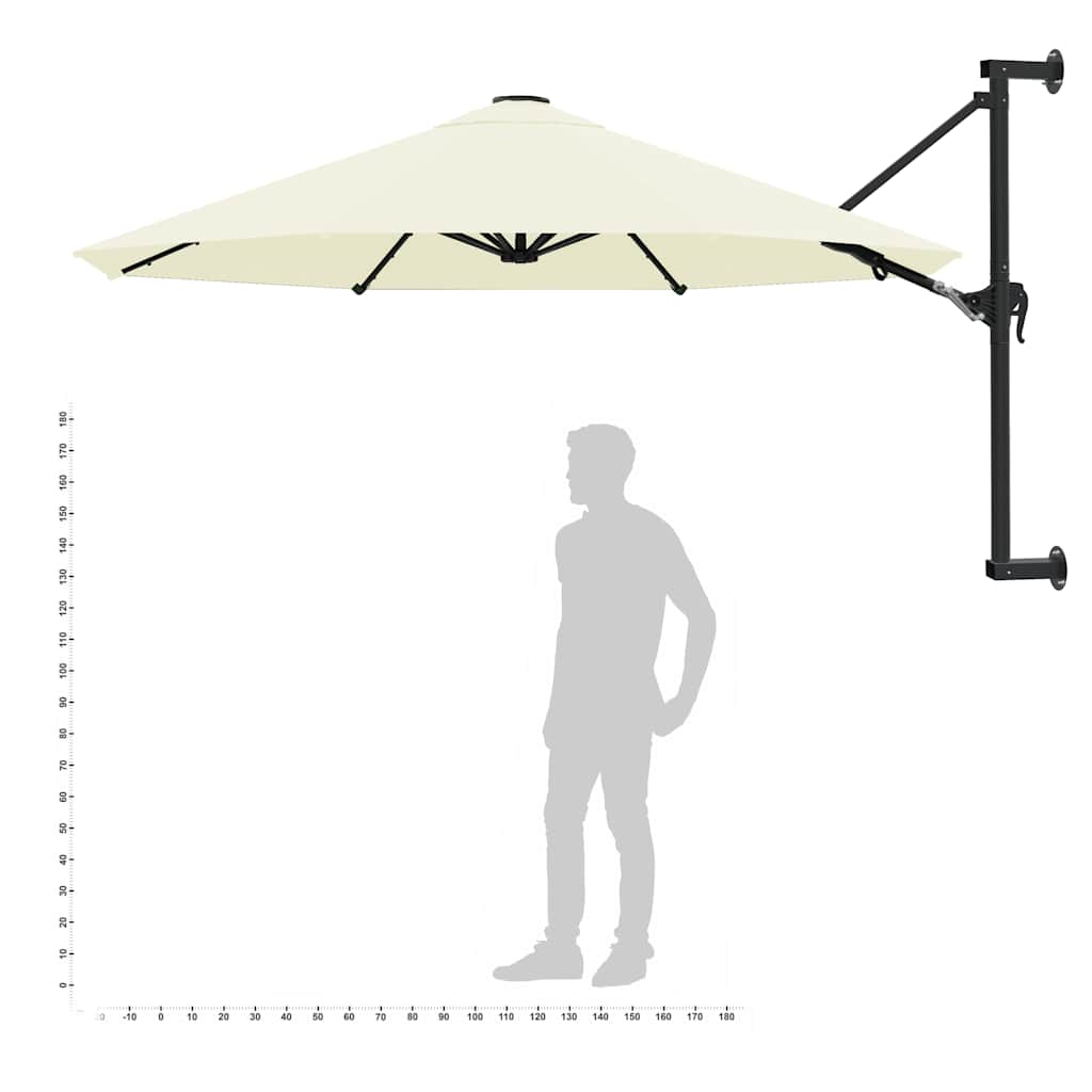 Homokszínű falra szerelhető napernyő fémrúddal 300 cm 9