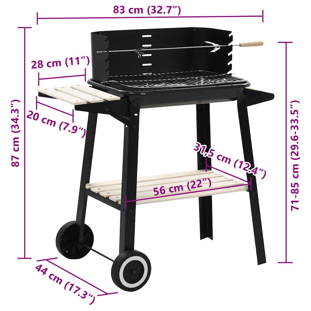 Faszenes grillezőállvány kerekekkel 9