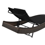 Barna polyrattan napozóágy párnával 4