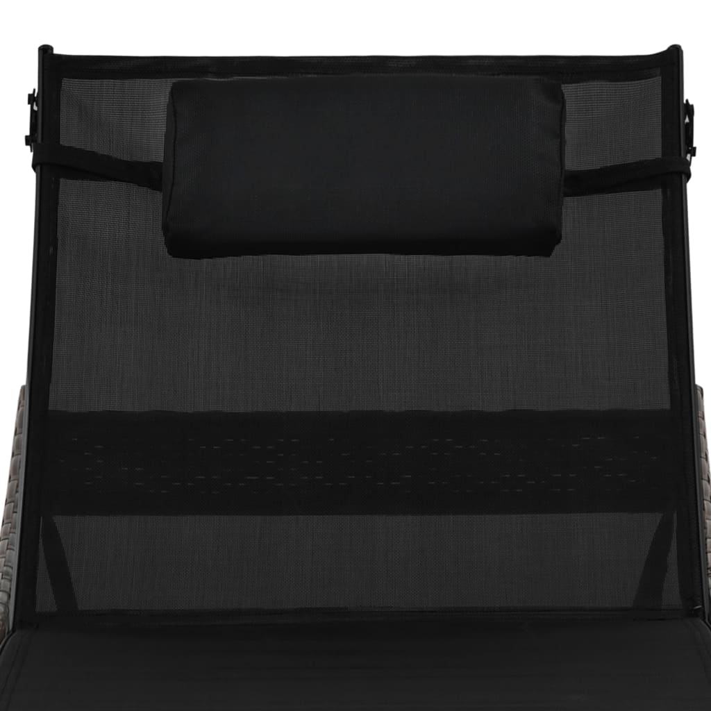 Barna polyrattan napozóágy párnával 5