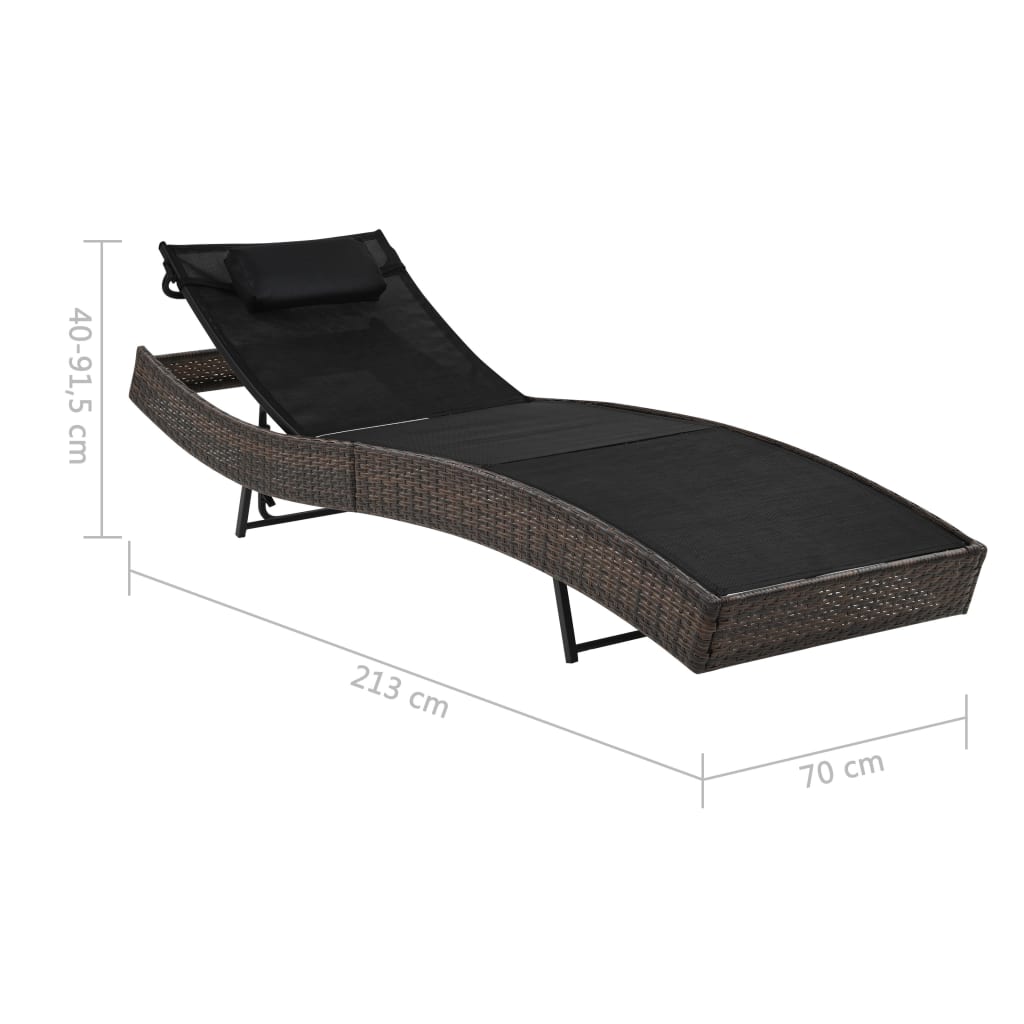 Barna polyrattan napozóágy párnával 6