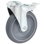 4 db hátfuratos önbeálló görgő dupla fékkel 125 mm 3