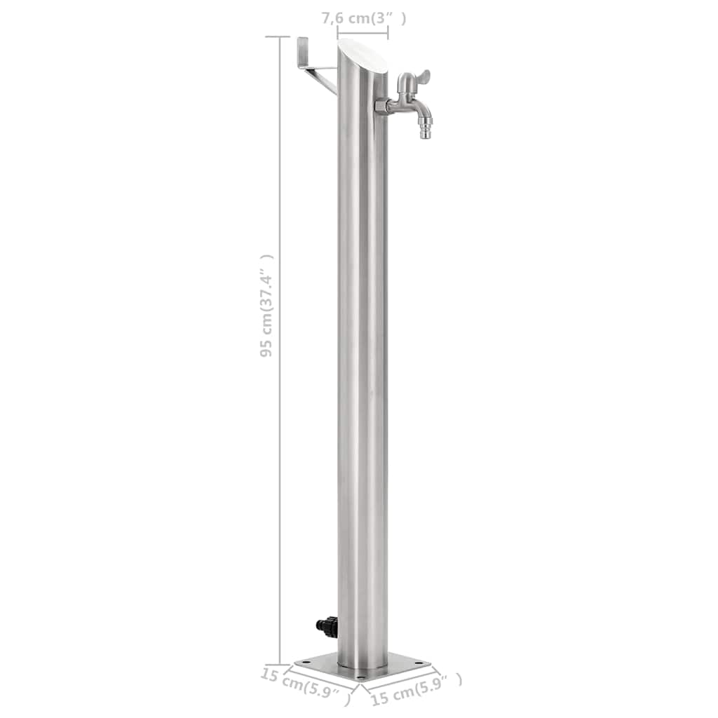 Rozsdamentes acél kerek kerti oszlop típusú vízcsap 95 cm 8