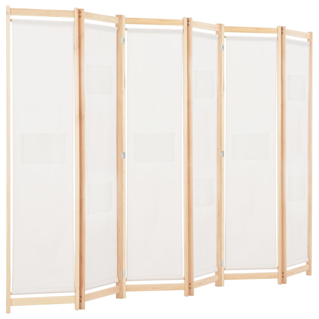 Krémszínű 6-paneles szövetparaván 240 x 170 x 4 cm 3