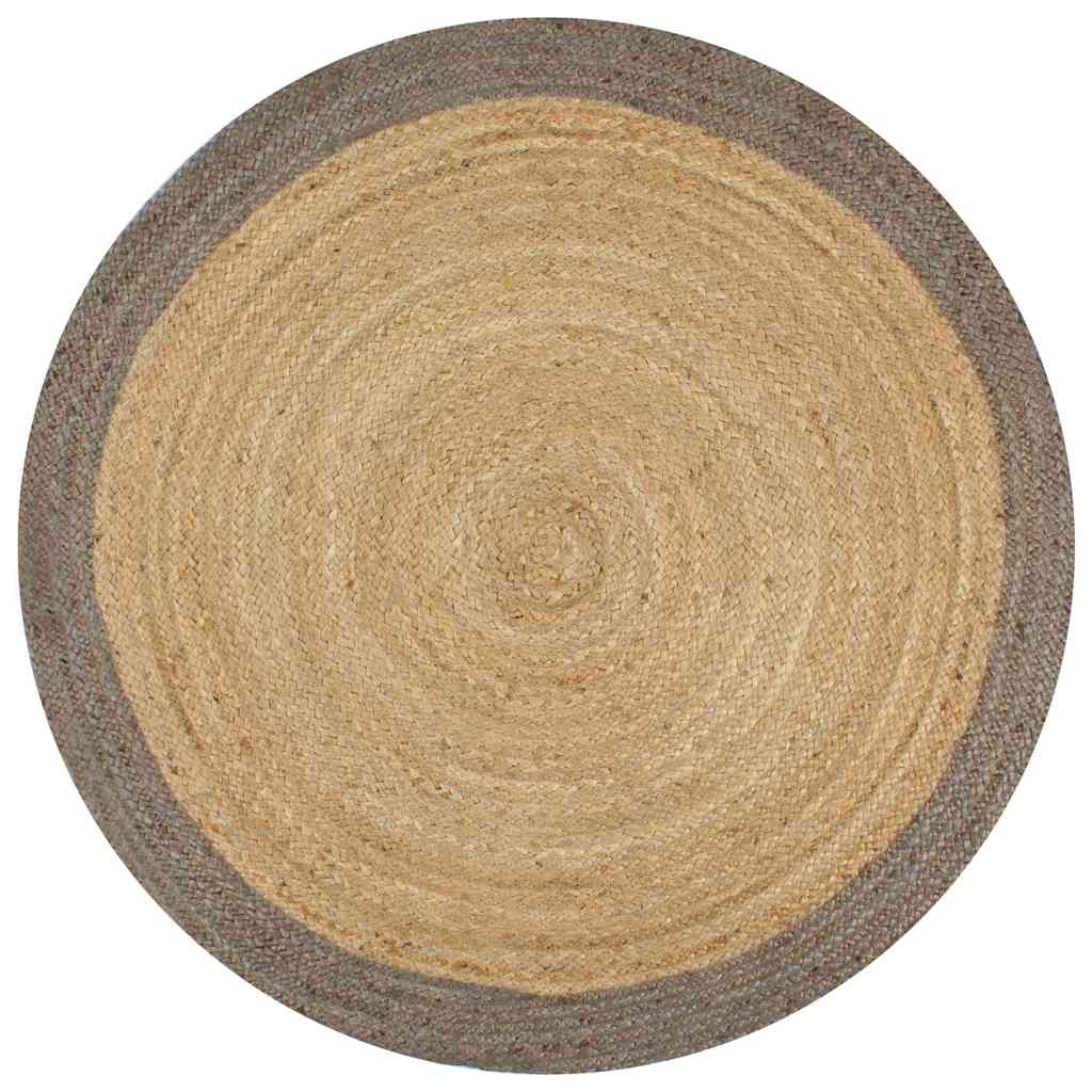 Szürke szélű kézzel font jutaszőnyeg 120 cm