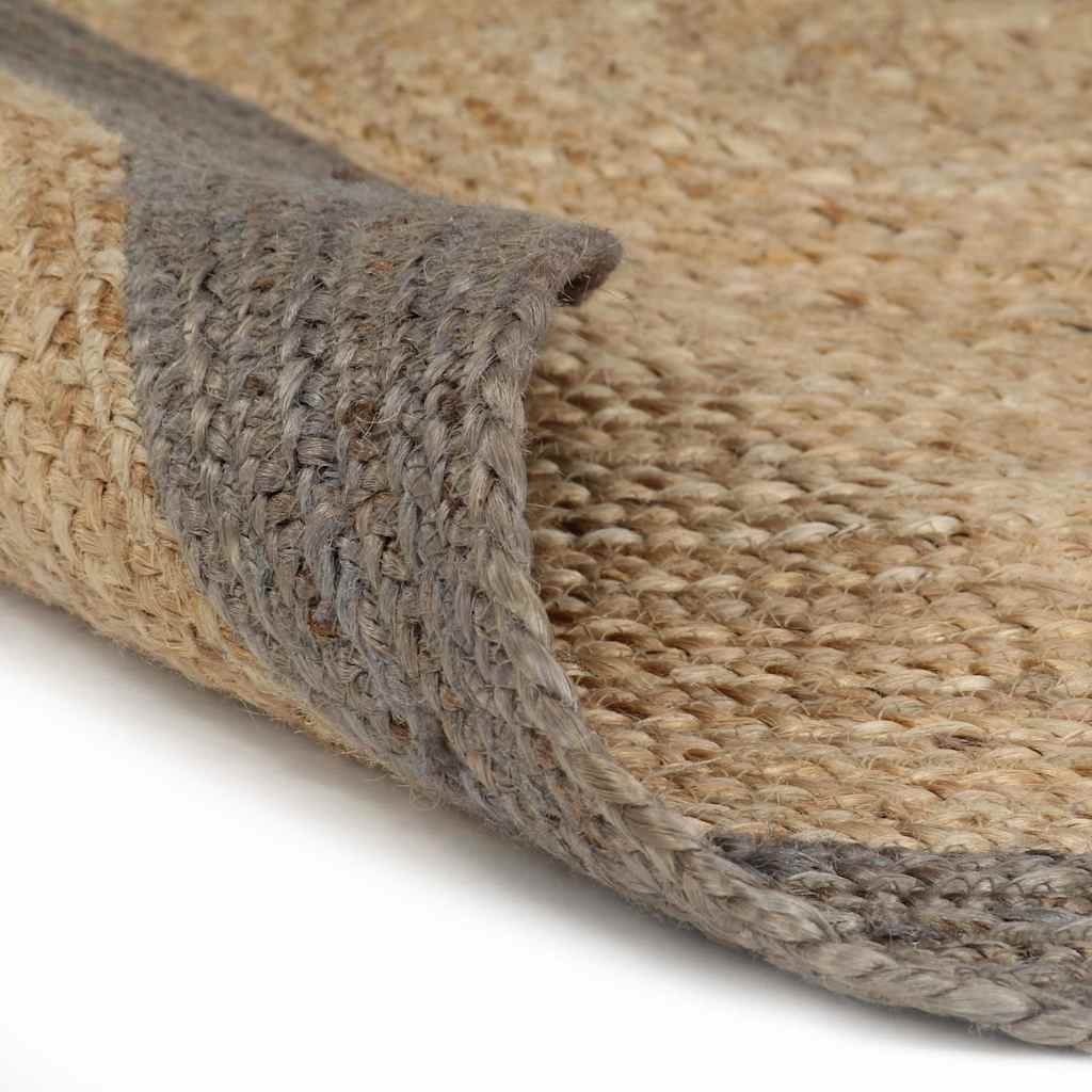 Szürke szélű kézzel font jutaszőnyeg 120 cm 2