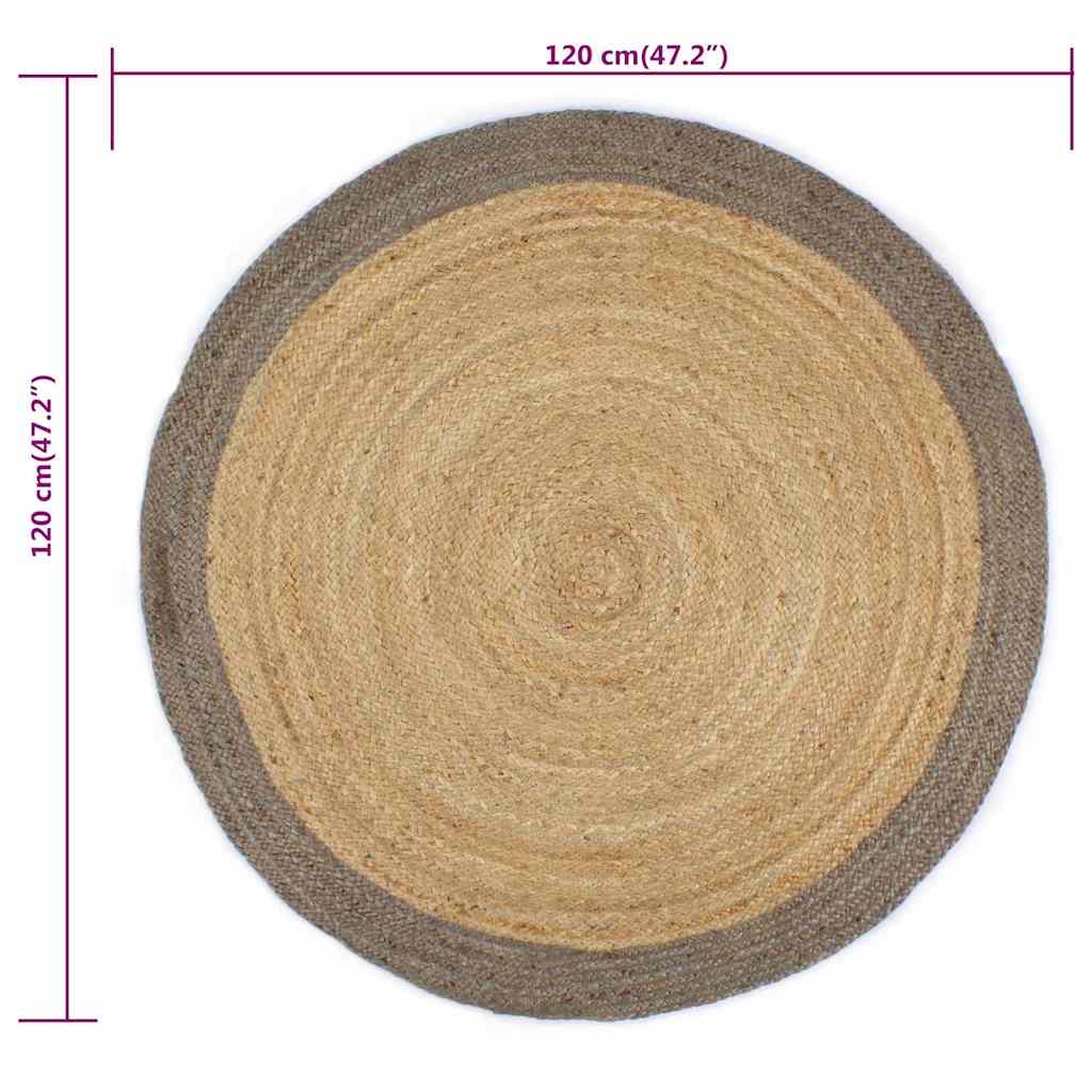 Szürke szélű kézzel font jutaszőnyeg 120 cm 6