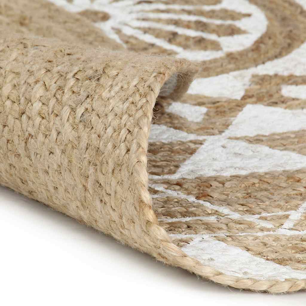 Kézzel font jutaszőnyeg fehér mintával 120 cm 2