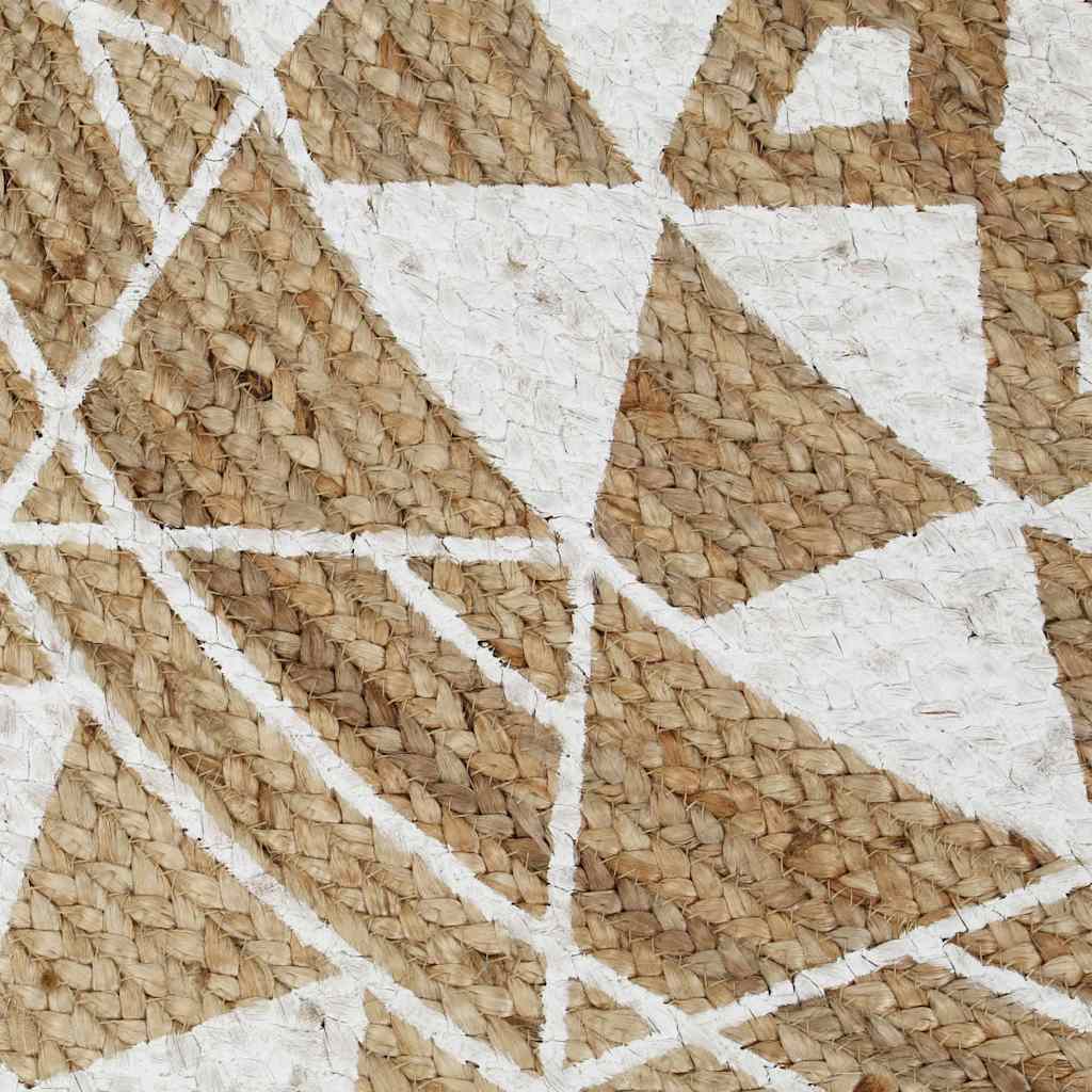Kézzel font jutaszőnyeg fehér mintával 120 cm 4
