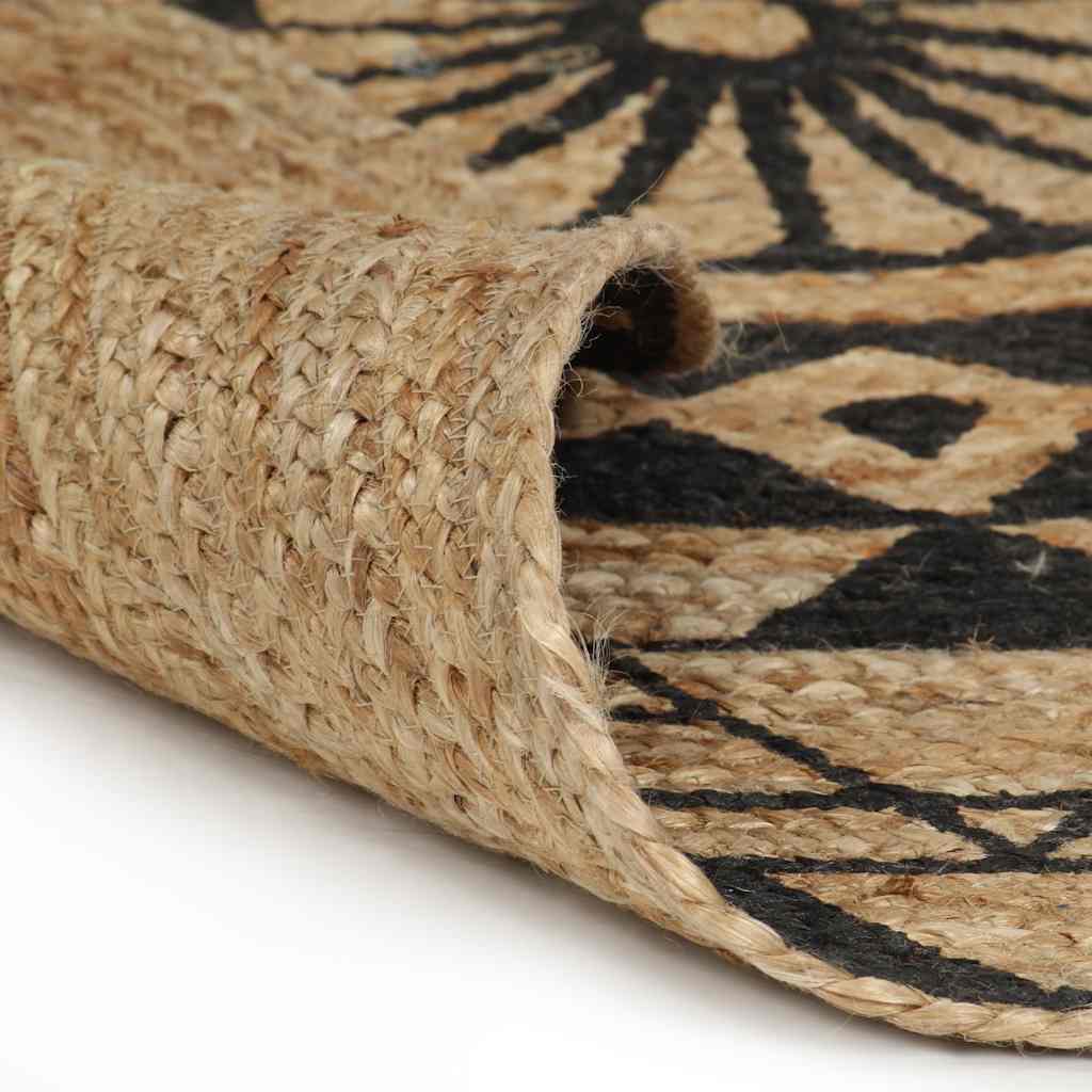 Kézzel font jutaszőnyeg fekete mintával 120 cm 2