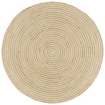 Kézzel font jutaszőnyeg fehér spirális dizájnnal 150 cm