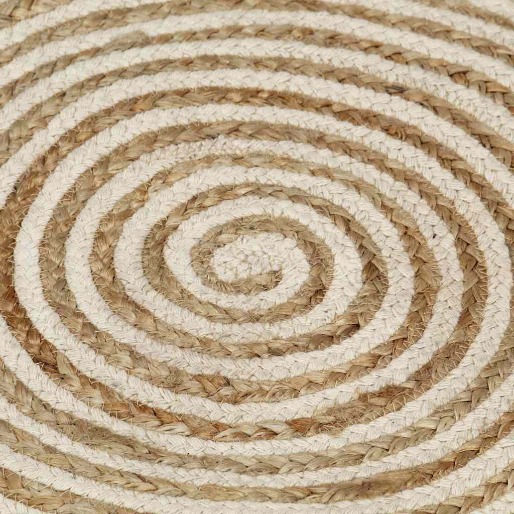 Kézzel font jutaszőnyeg fehér spirális dizájnnal 150 cm 4